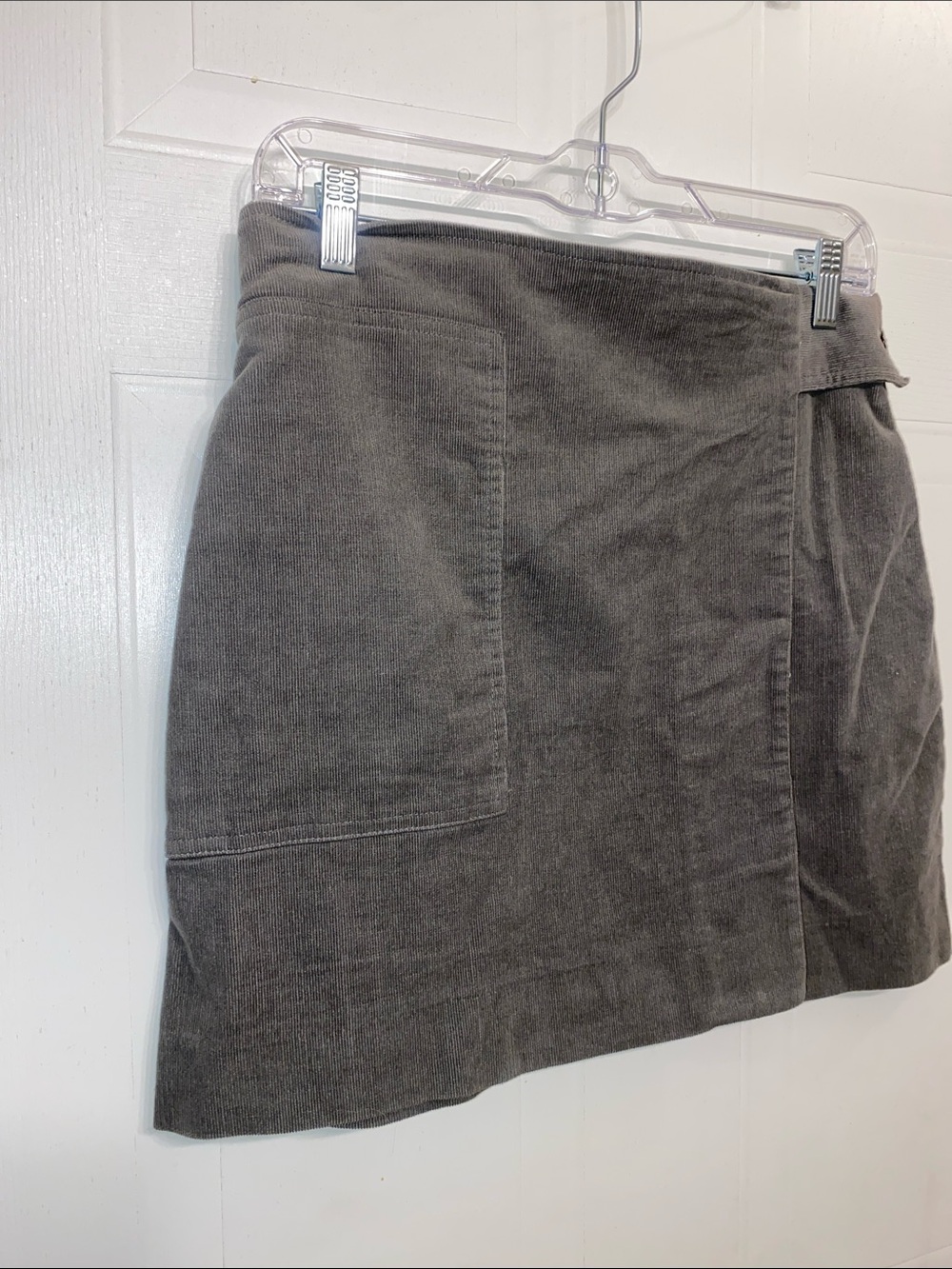 HYFVE Gray Corduroy Mini Skirt with Patch Pocket